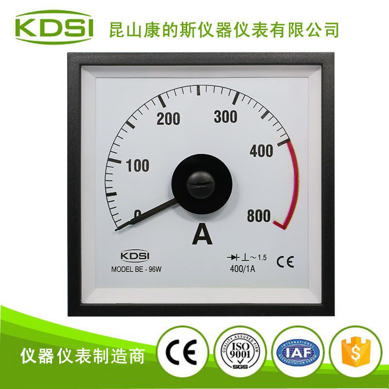 指针式广角度交流电流表BE-96W AC400/1A 2倍整流式
