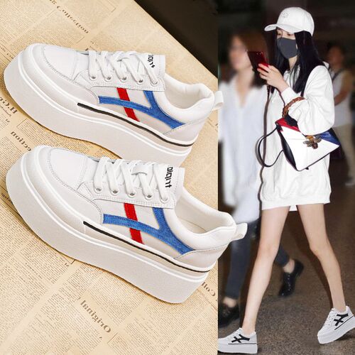 内增高厚底小白鞋女2024秋季B新款韩版百搭松糕鞋内增高加绒板鞋