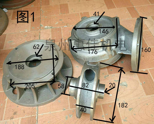 污水泵配件5.5-7.5KW泵头轴20/25水叶止口149/146蜗壳止口188底网
