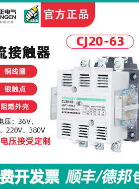 TENGEN天正电气 CJ20-63A 交流接触器220V 380V 星三角启动接触器