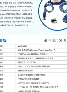包邮WM威铭8501光电隔离RS485 RS422转换器