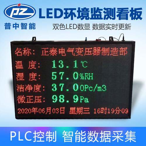 车间仓库室内温湿度湿度环境监测LED电子显示屏RS485通讯远程工业