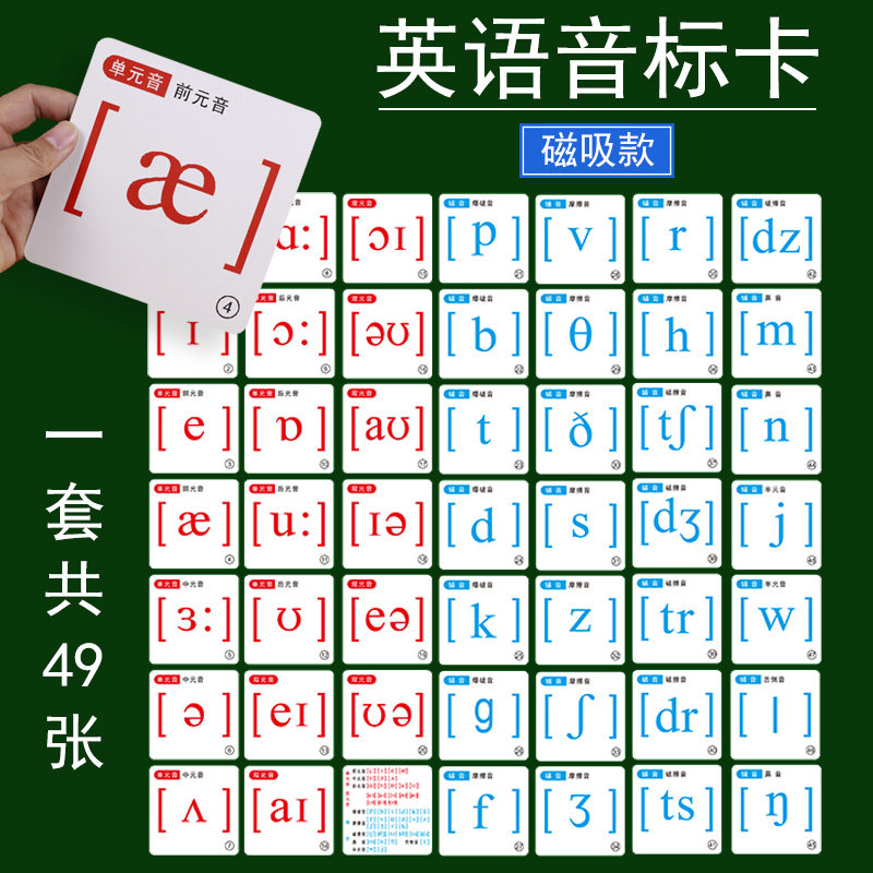 英语音标卡片48个国际标准音标磁性贴英文练习发音学具小学生初中