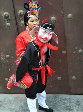 新款老汉背妻演出道具全套猪八戒背媳妇张公背张婆二人转社火戏剧
