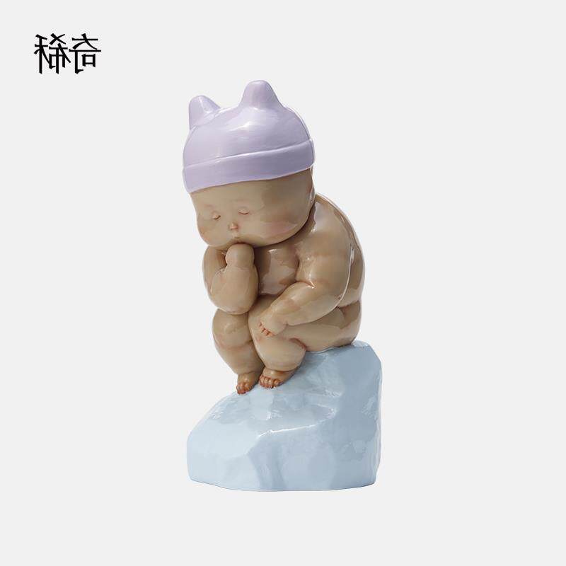 稀奇新品瞿广慈人物雕塑《小小思想者》桌面摆件艺术品礼物