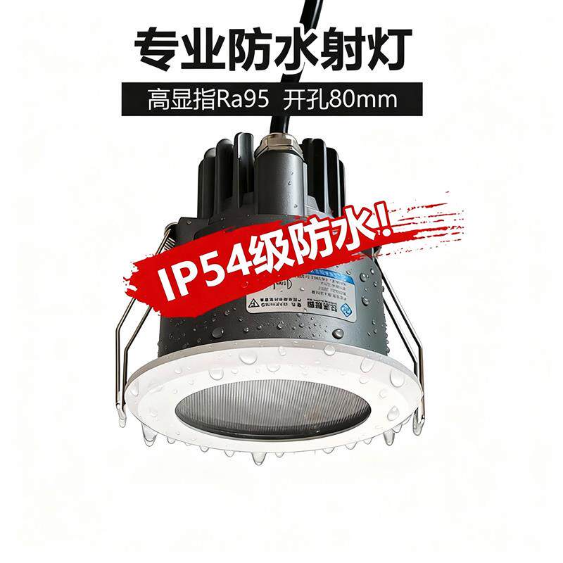 防水射灯浴室卫生间嵌入式防雾孔灯led室外户外防雨cob天花灯ip54