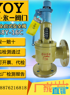 永一安全阀A48Y-16C/25C/40C/64Cdn50铸钢不锈钢法兰弹簧式蒸汽