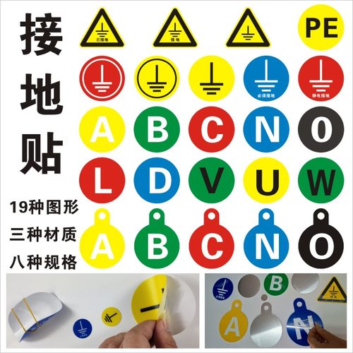 必须接地标贴 已接地  静电 PE地线 N零线保护端 ABC相序相位牌o