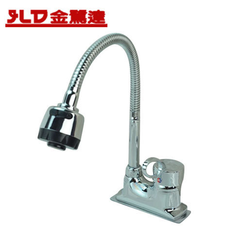 金鹭达铜 冷热水龙头 单把双孔万向管龙头弯管可随意折叠面盆龙头