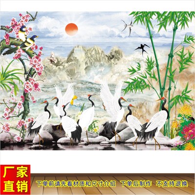 松鹤延年仙鹤福寿祥瑞长寿图海报客厅走廊卧室装饰画墙贴松鹤图