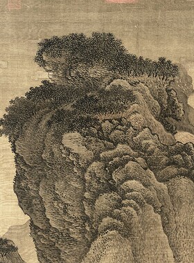 南宋江参摹范宽庐山图古代山水画卷轴国画字画名画复制仿古画挂画