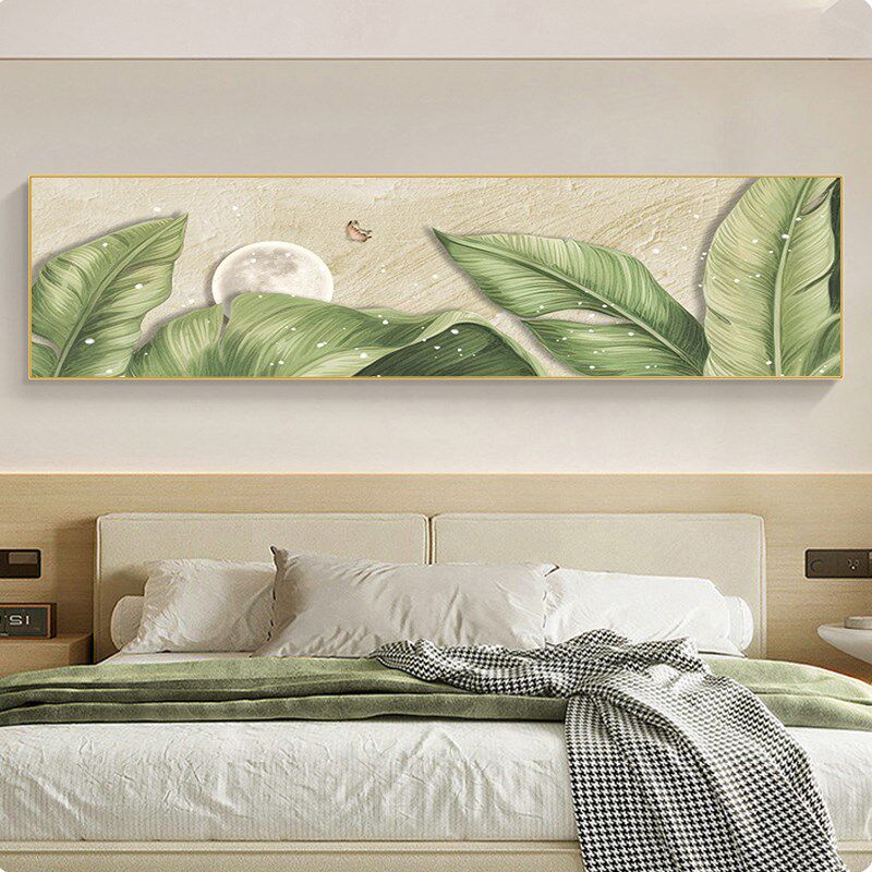 家大业大绿叶背景墙装饰画树叶植物肌理客厅卧室床头房间挂画主卧