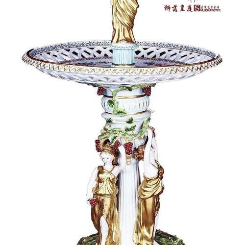狮落豪庭高端陶瓷装饰果碗纯手工艺术彩绘人物内容法式桌面摆件