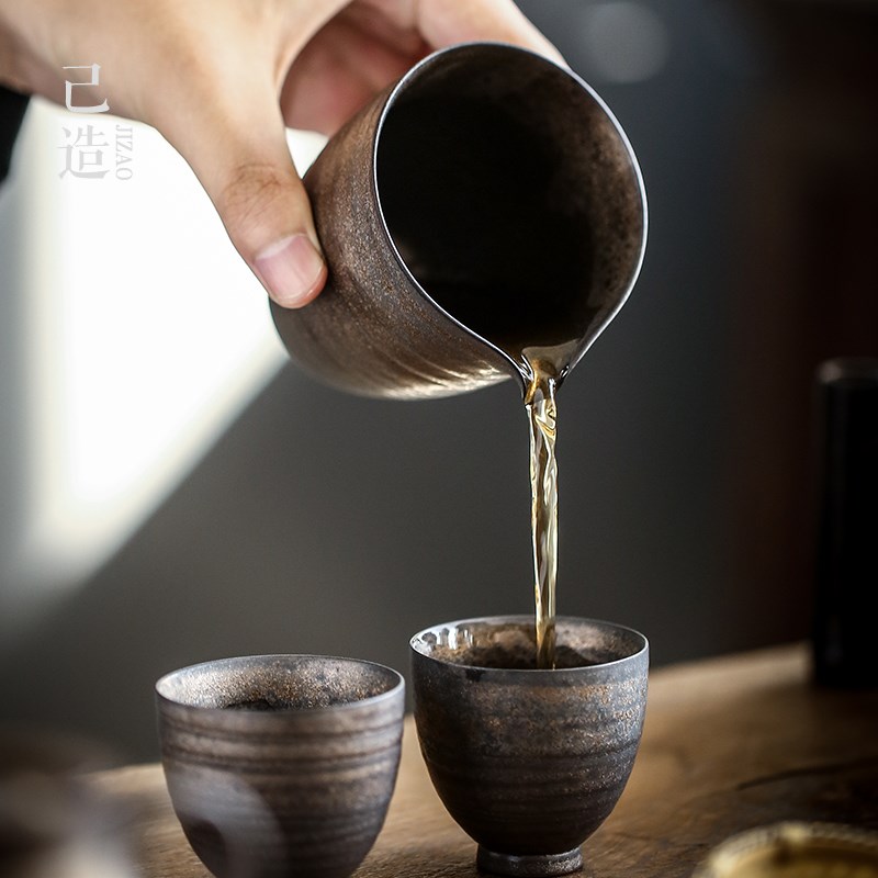 己造 粗陶公道杯茶海家用陶瓷沏茶公杯功夫茶具配件分茶器茶杯