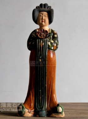 洛阳仿古唐三彩仕女胖妞肥婆女俑摆件做旧古玩收藏仿古复制艺术品
