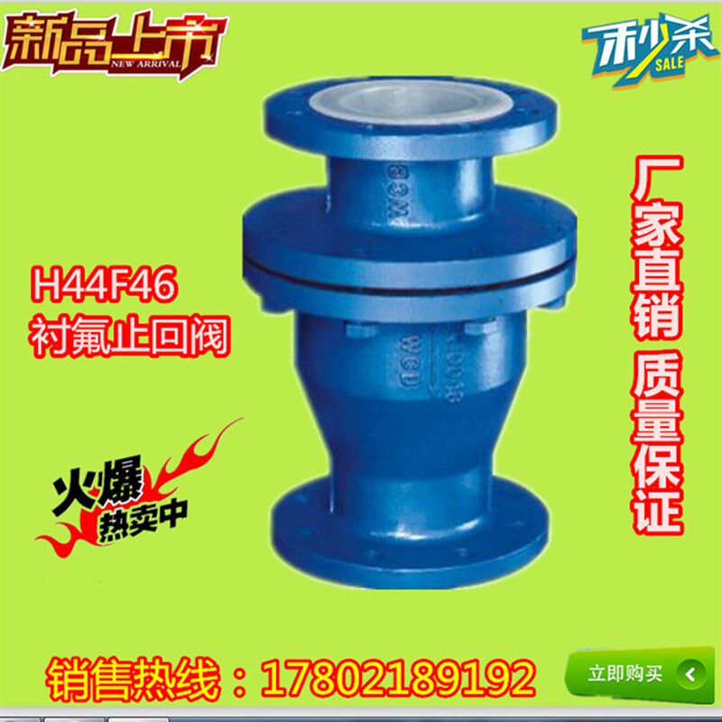 H44F46-16C/P衬氟法兰止回阀 衬四氟止回阀 衬四氟阀门DN40-250