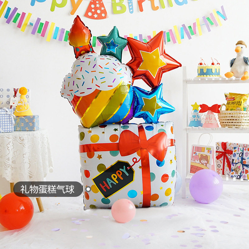 ins宝周岁生日蛋糕铝膜气