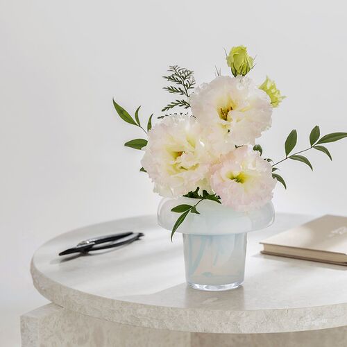 昀/YYUN 手工玻璃花瓶摆件客厅鲜花插花瓶桌面玄关创意奶白小蘑菇