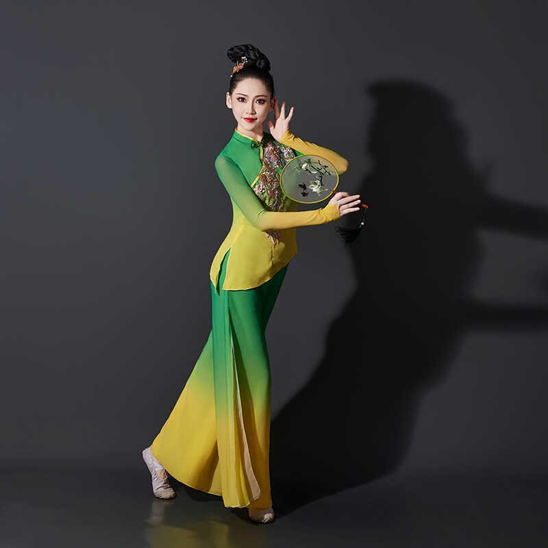 2024新款古典儋州调声服装民族扇子舞茉莉花开广场舞套装秧歌服女