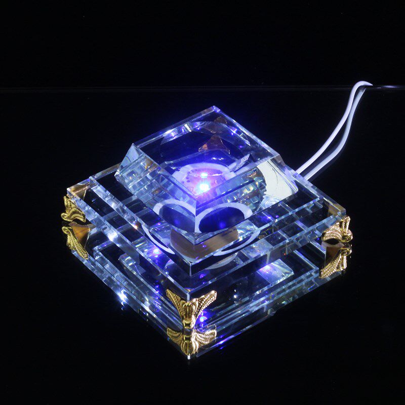 水晶球发光底座托底七彩变色幻彩调光定色插充电LED凹面桌面摆件