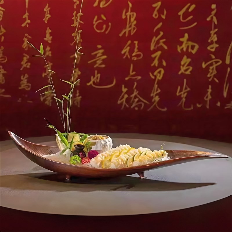 海鲜姿造创意餐具日式刺身冰盘三文鱼日式料理摆盘干冰意境菜餐具