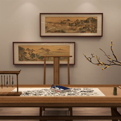 米亦堂x恽寿平 湖山春暖图新中式仿古风山水国画书房茶室玄关挂画
