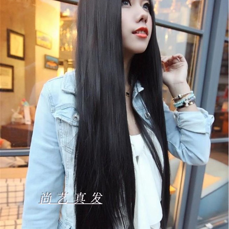 真发发套假发女中分刘海超长直发修脸型逼真隐形剧组摄影道具假发