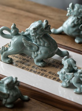 久造貔貅摆件公母一对高档客厅店铺开业礼品老板办公室桌家居饰品