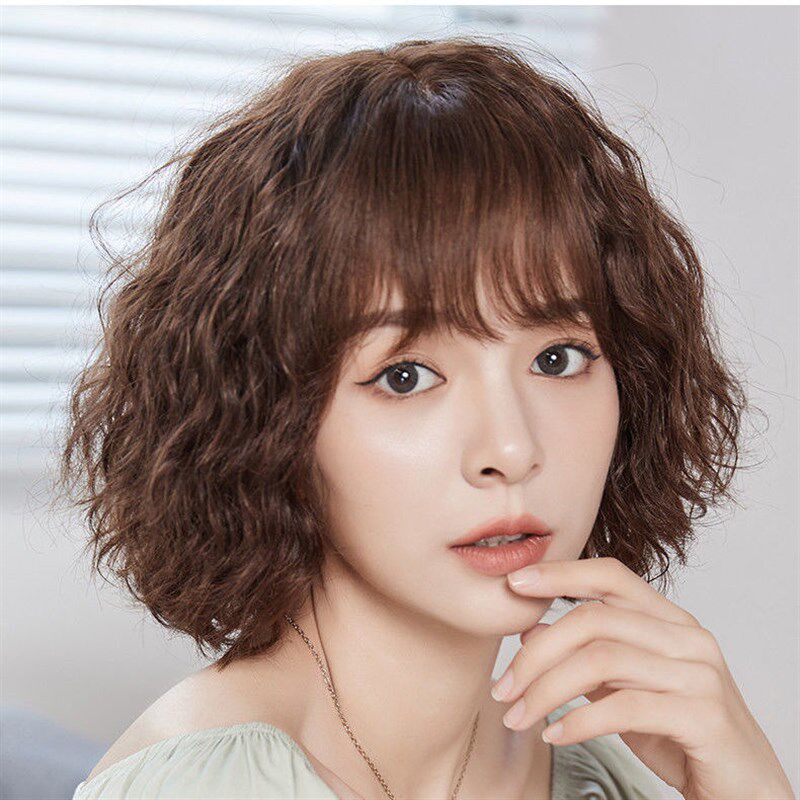 真发假发女短发短卷发夏季新款全头套自然羊毛卷整顶逼真发假头发