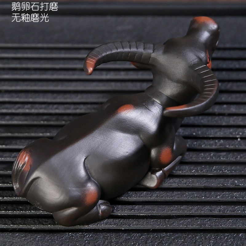建水紫陶茶宠摆件功夫茶具配件紫砂陶瓷全手工茶漏托水牛素烧可养