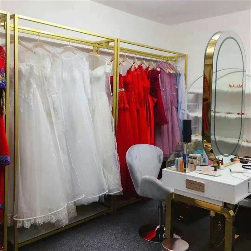 婚纱架子影楼礼服陈列架金色落地服装架男装挂衣架双层西装货架