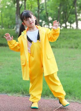 儿童雨衣背带雨裤连体吊带裤防水衣服赶海全身男孩女童安吉服套装