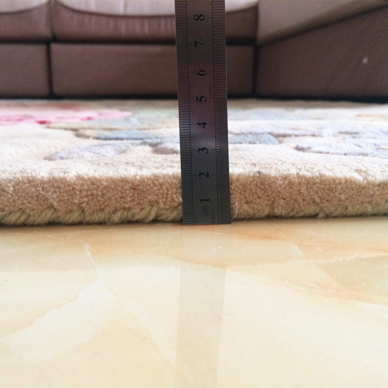 加厚羊毛手工地毯田园风地毯客厅茶几毯卧室床边毯立体剪花地毯