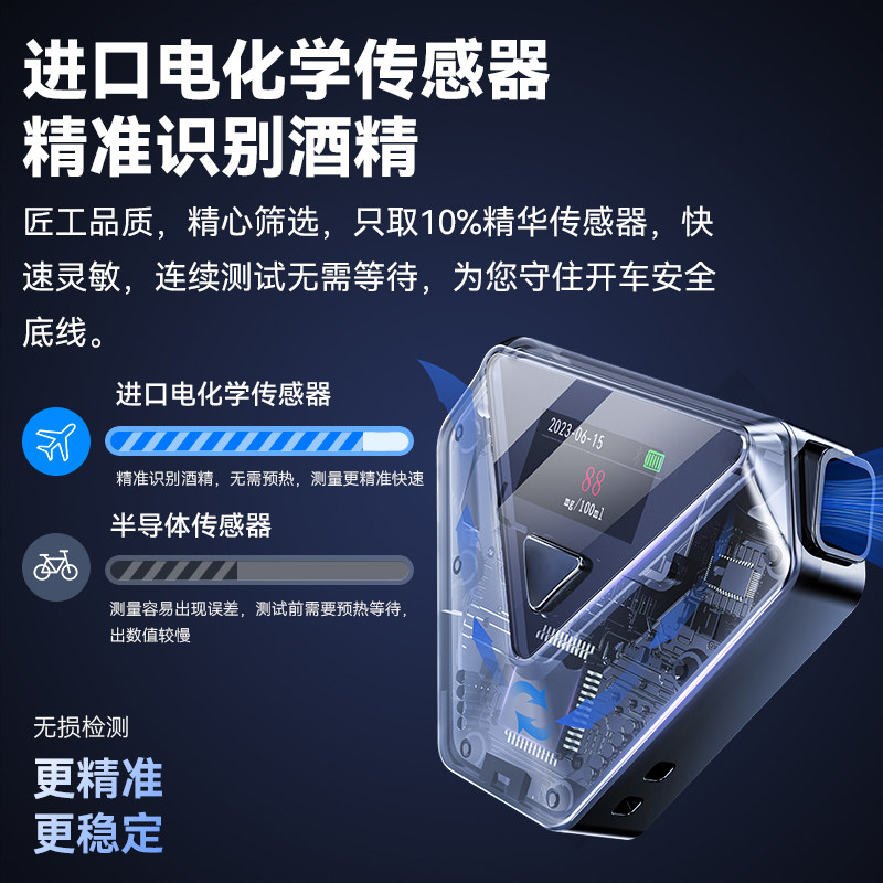 酒精检测仪吹气式测酒驾测试仪测量仪交通测酒器高精度吹酒精专用