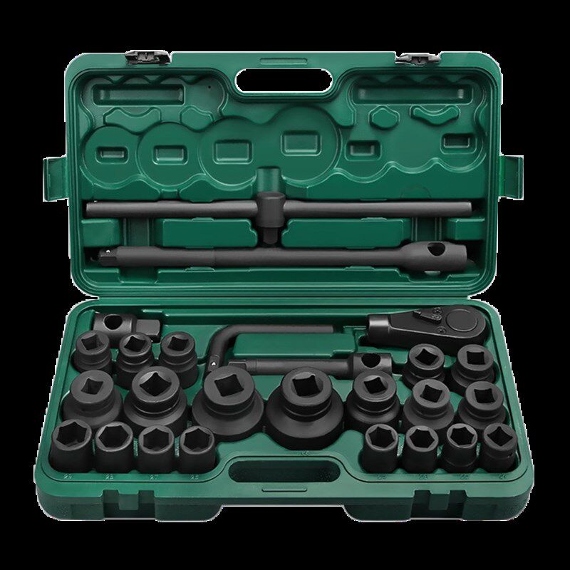 德鹿重型26件套装套筒扳手汽修工具加厚中型风炮21-65六角梅花
