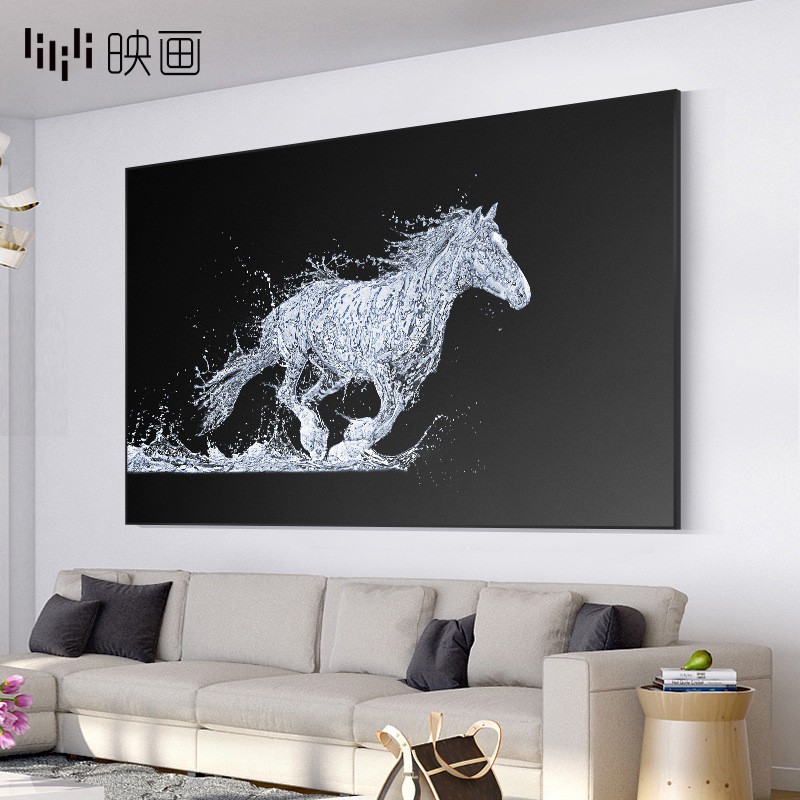 抽象马装饰画北欧黑白艺术办公室超大横幅挂画客厅沙发背景墙壁画