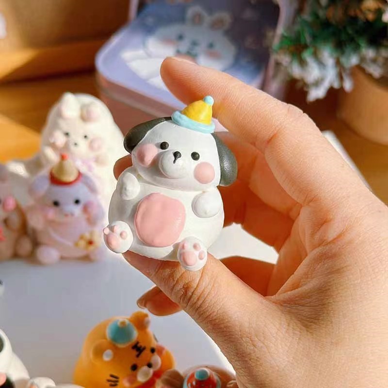 3D烘焙通用立体蛋白糖定制网红甜品装饰可食用小兔子糖果小猪摆件