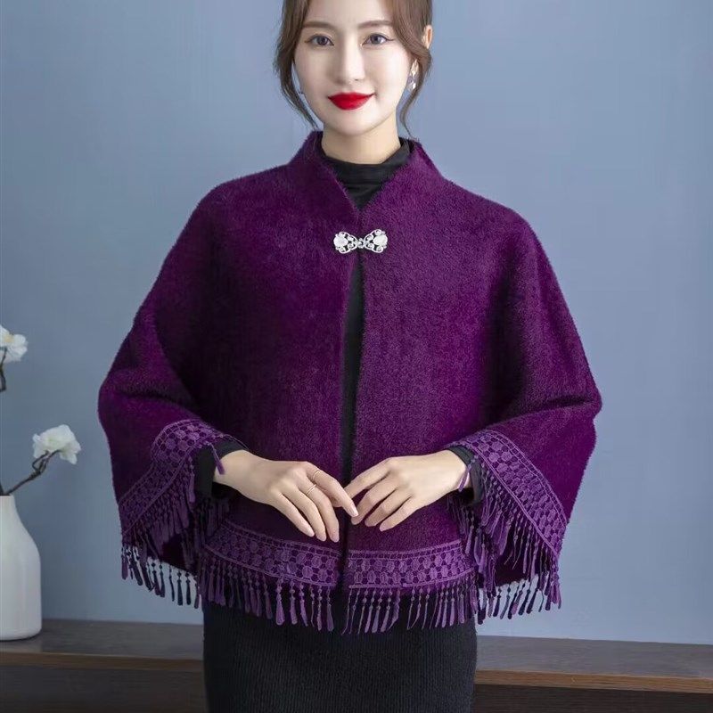 旗袍外搭斗篷小披肩女年轻款加厚保暖高端配裙子皮草短款貂毛外套