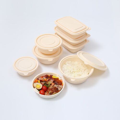 一次性玉米淀粉餐盒环保可降解外卖快餐打包饭盒汤碗淀粉基餐具