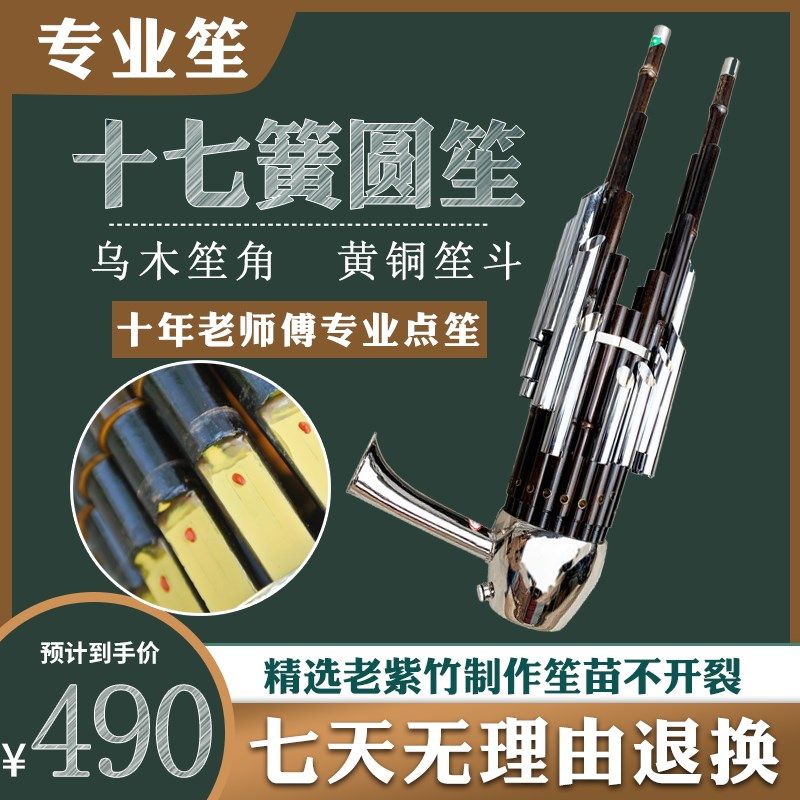 笙乐器专业17簧圆笙民间红白喜事降b调成人儿童初学入门D调