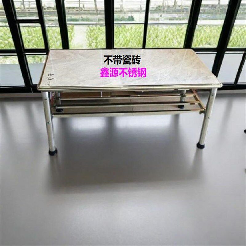 不锈钢桌加厚餐桌子多功能耐用吃饭取暖学习架子正方形瓷砖烤火桌