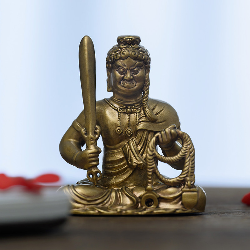 不动尊菩萨摆件不动明王菩萨属鸡随身佛像黄铜像小号家居书房装饰