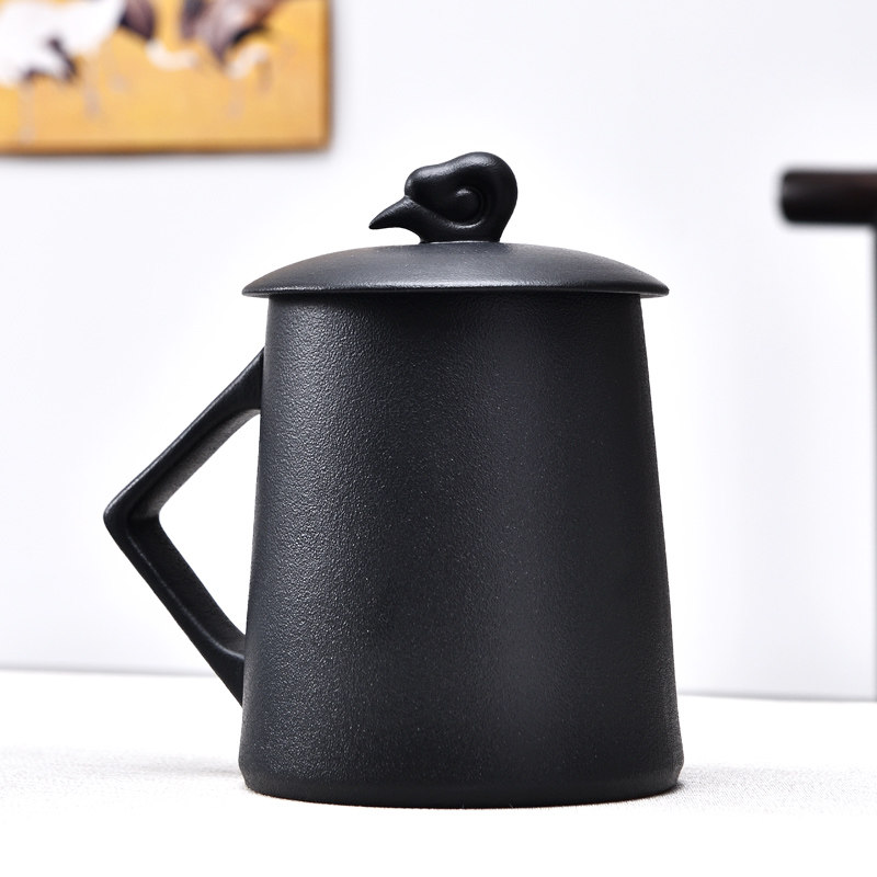 马克杯带盖中式泡茶杯创意简约日式陶瓷杯办公室家用情侣水杯杯子