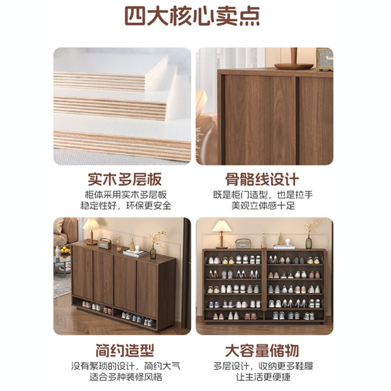 法式中古风实木入户鞋柜可定制墙边柜储物柜美式玄关柜黑色大容量
