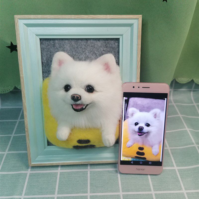 羊毛毡来图定制狗狗猫咪宠物纪念摆件相框博美中华田园犬礼物