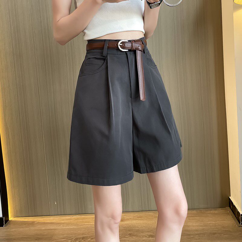五分西装短裤女高腰宽松夏季2024新款薄款a字直筒休闲阔腿中裤子