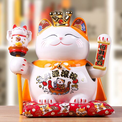 招财猫摆件摇手发财猫陶瓷电动自动招手家用玄关前台桌面创意装饰
