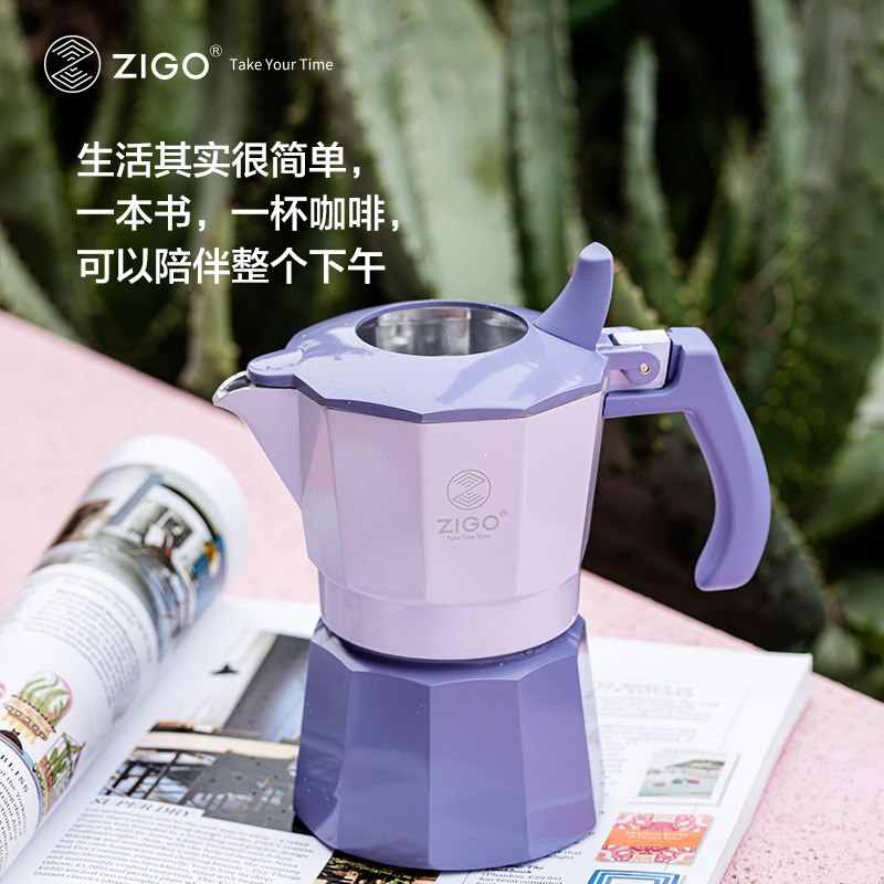 ZIGO摩卡壶双阀高压特浓煮咖啡壶家用户外手冲意式好油脂浓缩器具