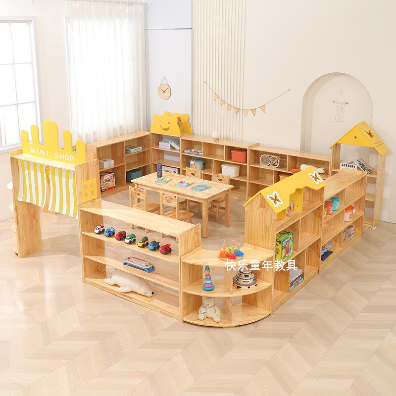 幼儿园实木玩具柜组合柜儿童收纳柜区角柜书包柜子蒙氏教具柜鞋柜