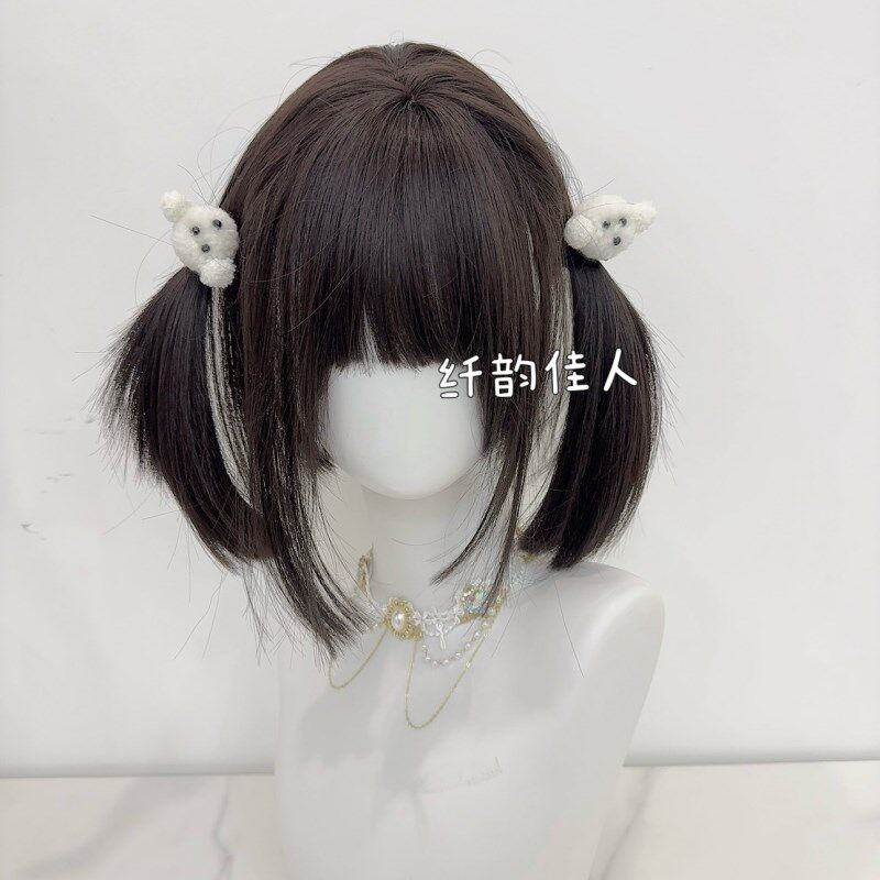 纤韵佳人假发女网红少萝自然lolita假毛齐刘海双马尾新款短发30cm